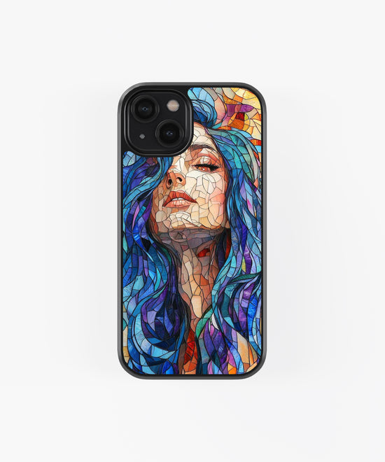 Stained Glass Muse Glass Phone Case – Vibrant Artistic Portrait Protection
