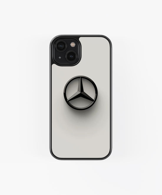 Luxury Three-Point Star Emblem Glass Phone Case – Premium Minimal Design