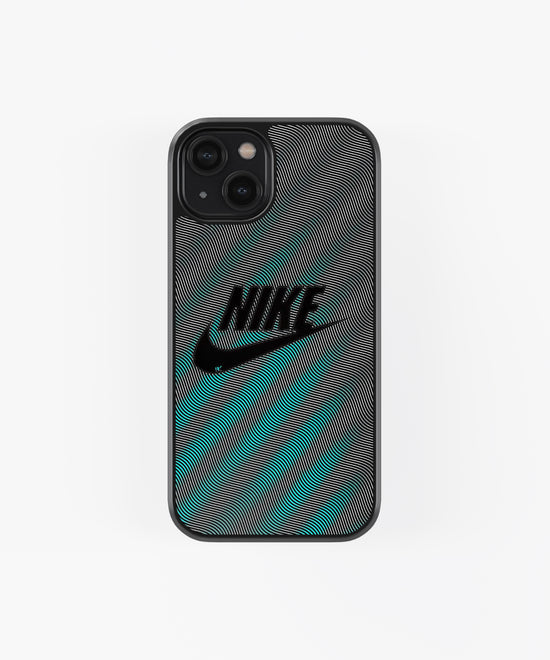 Sport-Inspired Swoosh Aesthetic Glass Phone Case – Neon Wave Edition