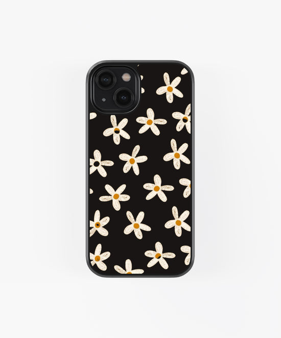 Black With Color Full Flower Glass Phone Case