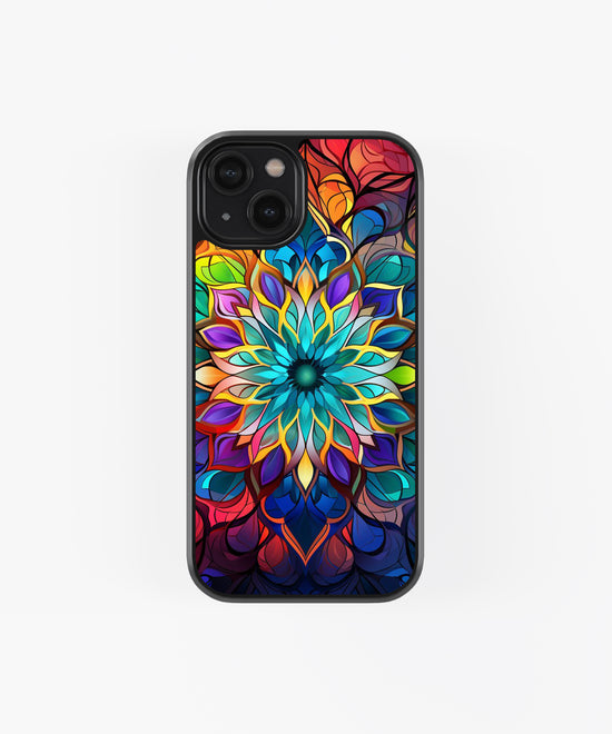 Rainbow Mandala Bloom Glass Phone Case