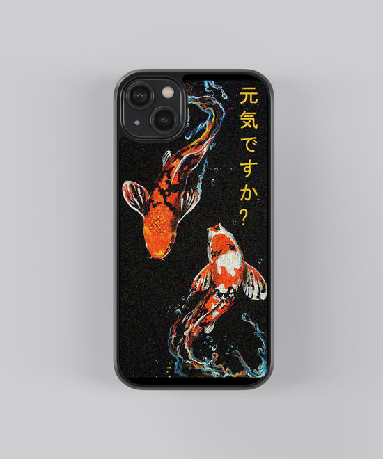 🐟 "Genki Desu Ka?" - Japanese Koi Fish Glass Phone Case 🇯🇵✨