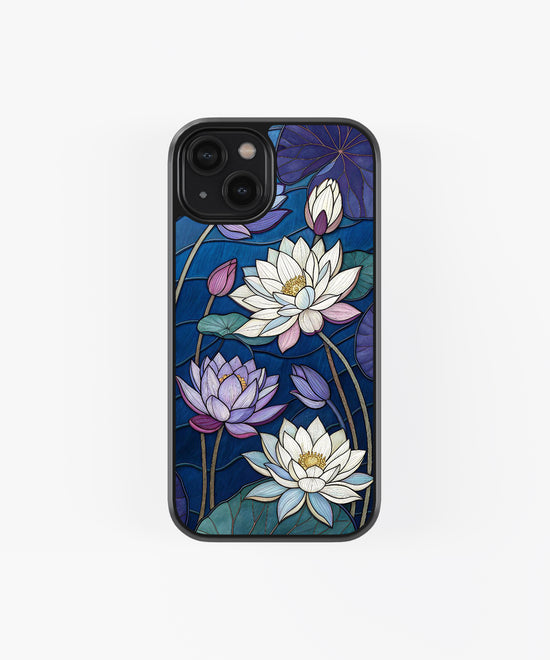 attractive stained Painted -with flower glass phone case