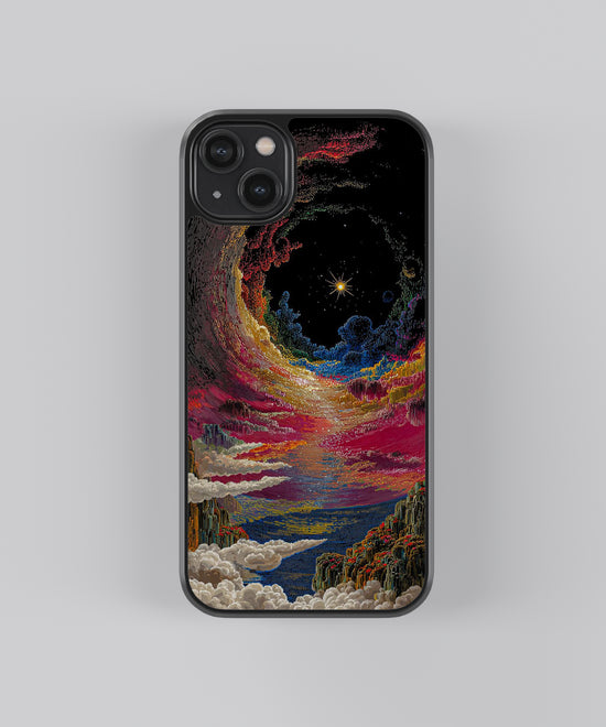🌌"Celestial Dreamscape" - Cosmic Galaxy Embroidery Glass Phone Case ✨🌠