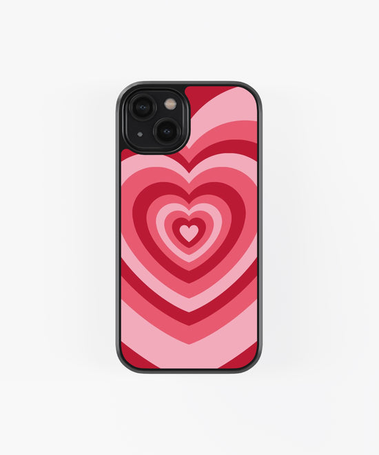 Red with pink theme hearting glass phone case