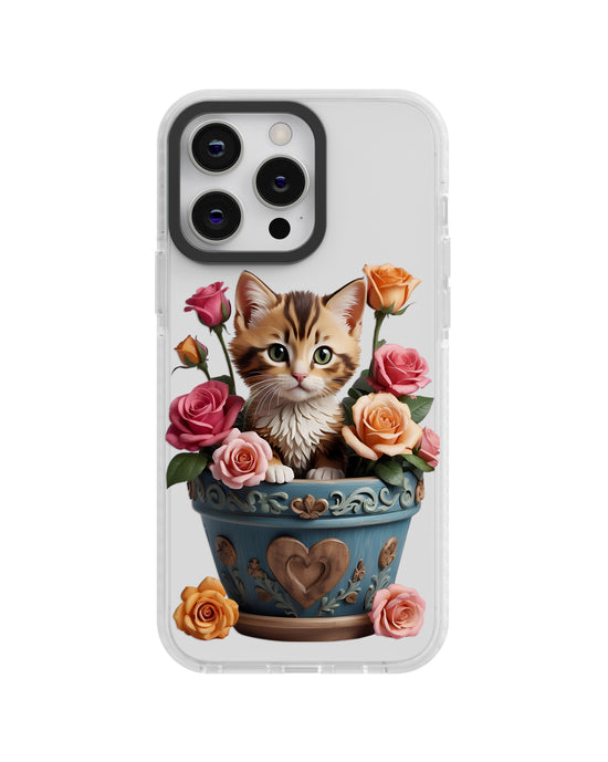 🐾 Premium Silicone Phone Case – Floral Kitten Charm