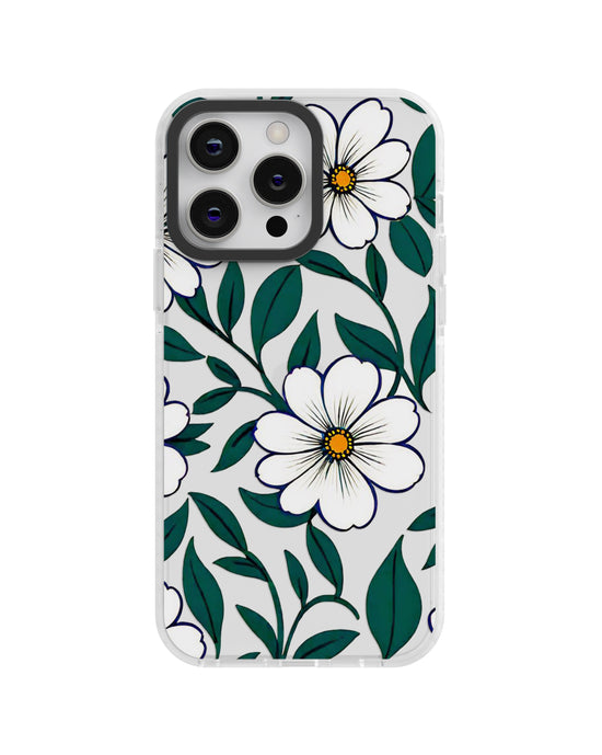 Hand-Drawn Floral Pattern_ White Flowers Illustration clear silicone phone case