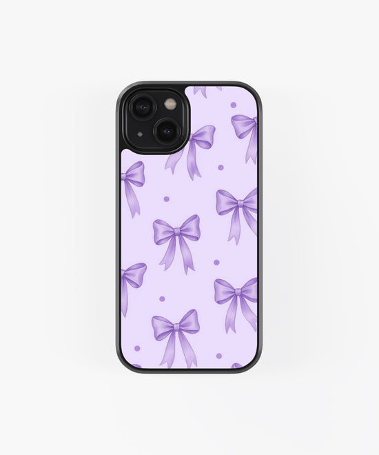 purple bow theme glass phone case