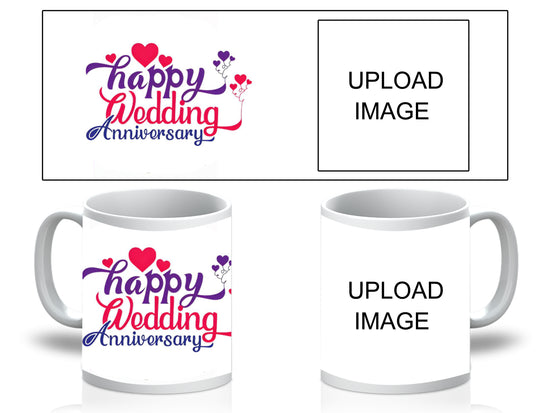 💖 Happy Wedding Anniversary Ceramic Mug – Romantic Gift for Couples