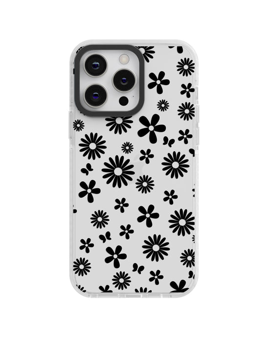 🖤 Premium Silicone Phone Case – Monochrome Floral Style