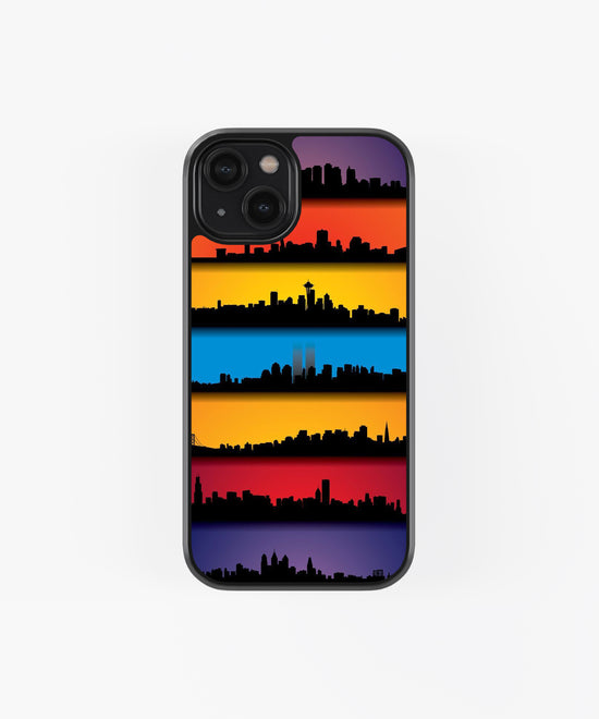 USA Multi-City Skyline Aesthetic Glass Phone Case