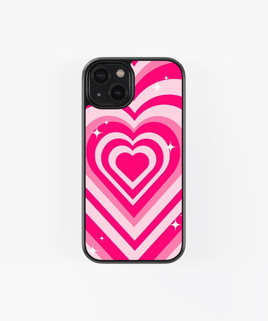 Pink theme hearting glass phone case