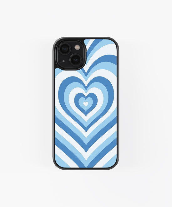 Blue theme hearting glass phone case