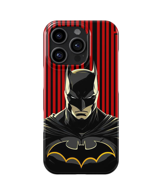 "Gotham Vengeance Vector" Snap Phone Case - Bold Batman Icon on Red Stripes