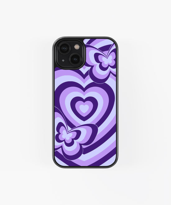 💜🦋 Lavender Heart Flutter – Premium Tempered Glass Phone Case 🦋💜