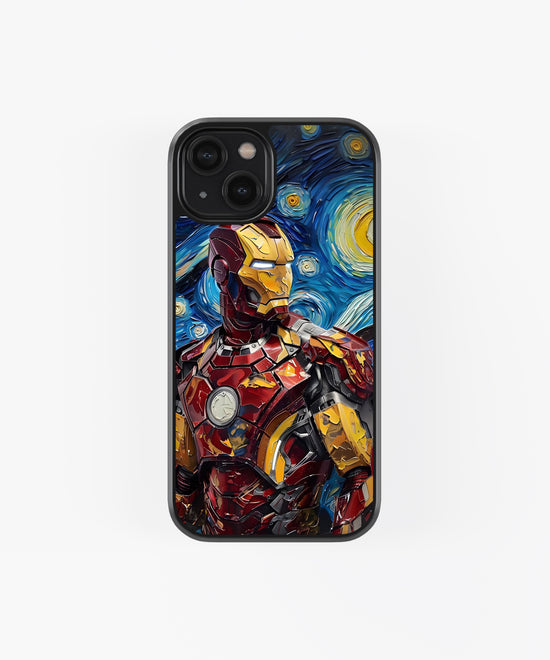 "Armored Starry Night" Glass Phone Case - Iron Man Van Gogh Impressionist Art
