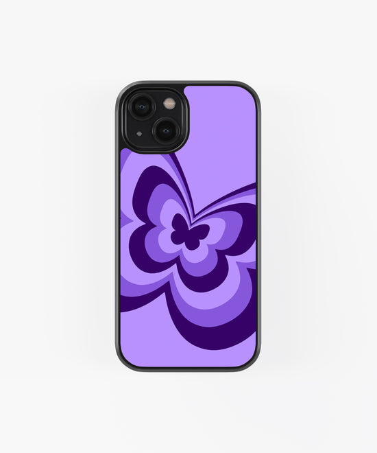 💜🦋 Violet Bloom Butterfly – Premium Tempered Glass Phone Case 🦋💜