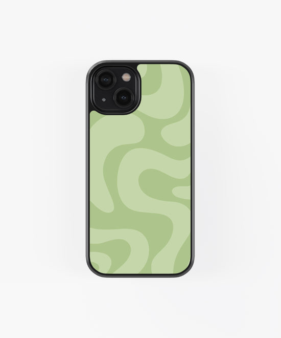 Sage Wave Abstract Glossy Phone Case – Minimal Green Aesthetic Premium Mobile Cover