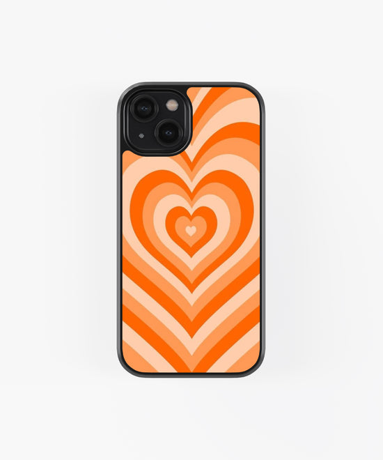 Orange theme hearting glass phone case