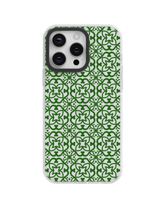 Emerald Green Mediterranean Tile iPhone Case – Premium Protective Silicone Cover – Intricate Moroccan Geometric Pattern