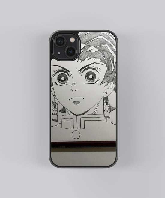 🖤 Monochrome Warrior Sketch Glass phone Case