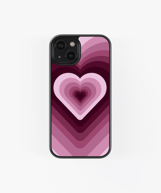 ✨ Dreamy Pink & Maroon Heart Tunnel Glass Phone Case - Coquette Aesthetic - Retro Indie Style