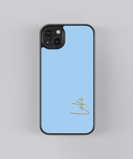 Custom Name Sky Blue Glass Case – Premium Protective Cover
