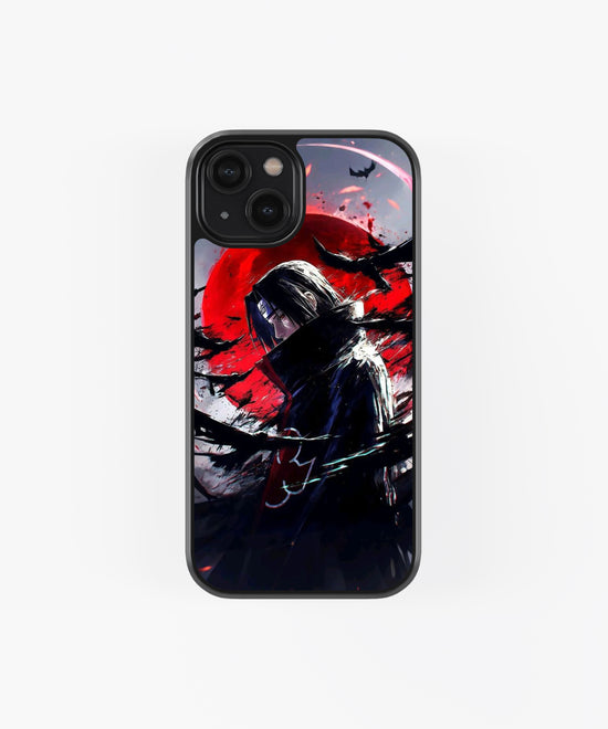 Itachi Akatsuki Red Moon Glass Phone Case – Premium Anime Edition
