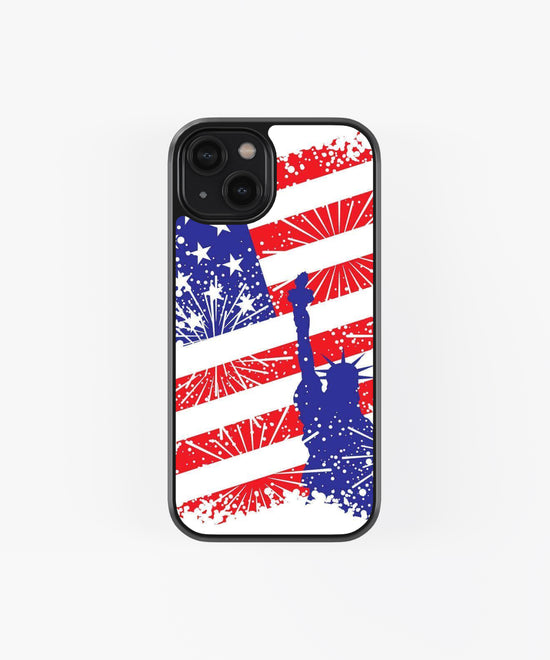 Patriotic USA Flag & Statue of Liberty Glass Phone Case