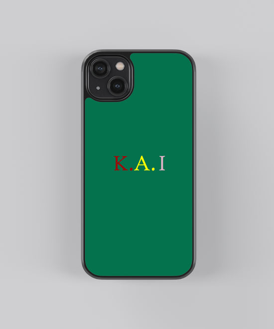 Custom Initials Green Glass Case – Premium Personalized Phone Cover