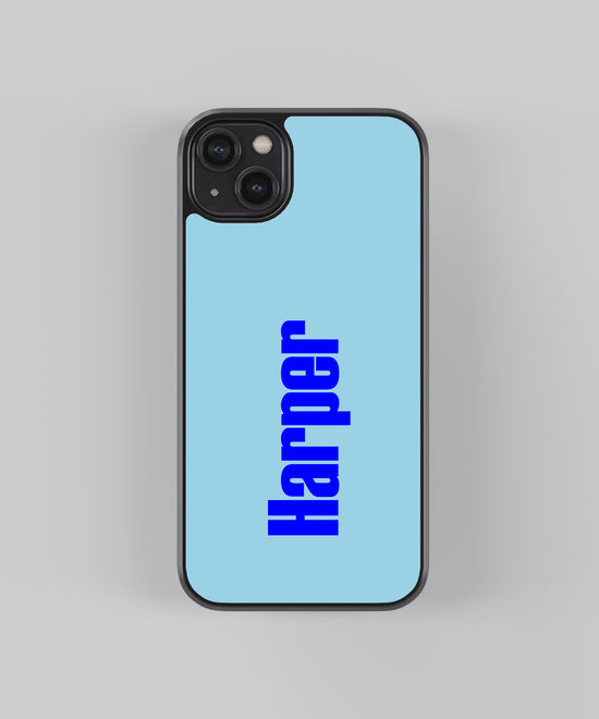 Custom Name Sky Blue Glass Case – Personalized Premium Phone Cover