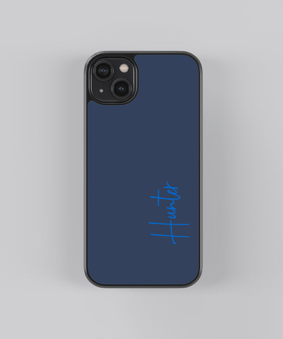Custom Name Navy Blue Glass Case – Personalized Premium Phone Cover