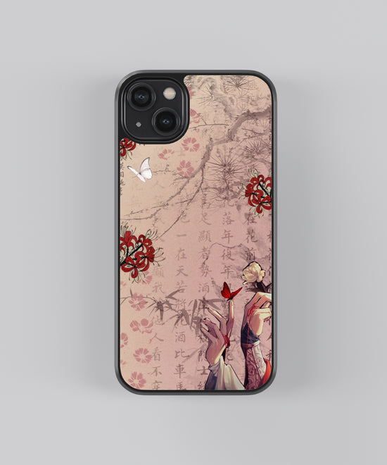 Elegant Sakura Dreams Glass Phone Case – Artistic Oriental Aesthetic 🌸🦋