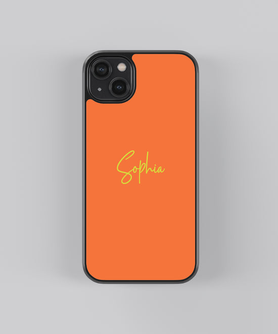 Custom Name Orange Glass Case – Premium Personalized Phone Cover