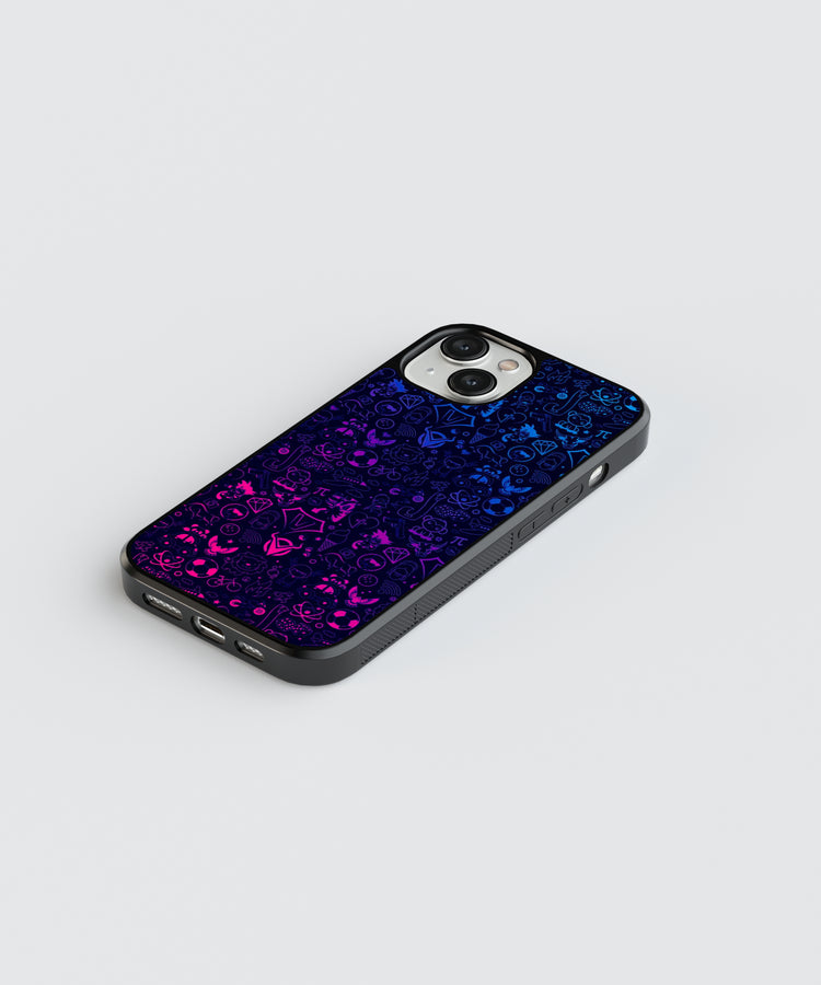 StayCase blur art phone case with blue and purple gradient and abstract doodle design for iPhone