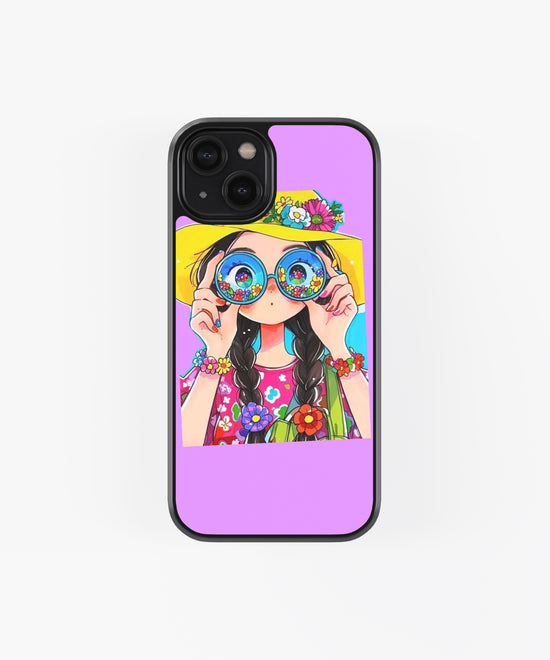 Girl Illustration Theme Glass Phone Case
