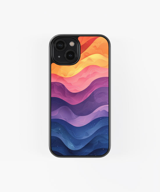 Rainbow Wave Line Glass phone case