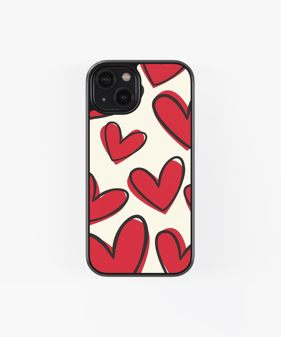 Red Heart Theme Glass Phone Case